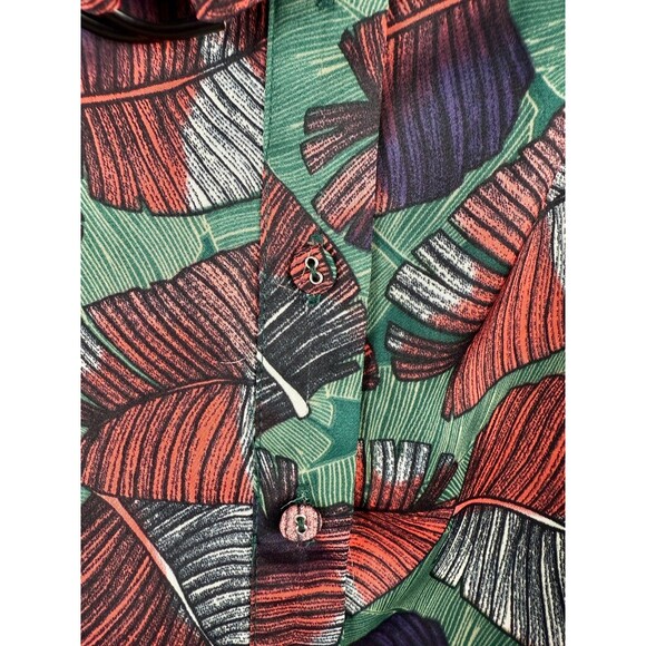 Voyage at Ease Layered Leaf Print Shirt Dress Red & Green Size 8 - Picture 9 of 16
